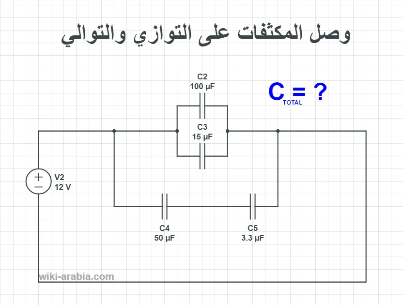 السعة الكلية للمكثفات على التوازي والتوالي