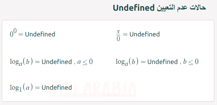 حالات عدم التعيين Undefined