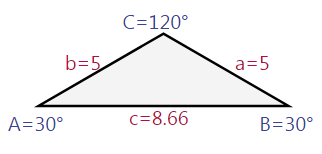 حل مثلث بمعلومية ضلعين وزاوية غير محصورة بينهما - شكل2