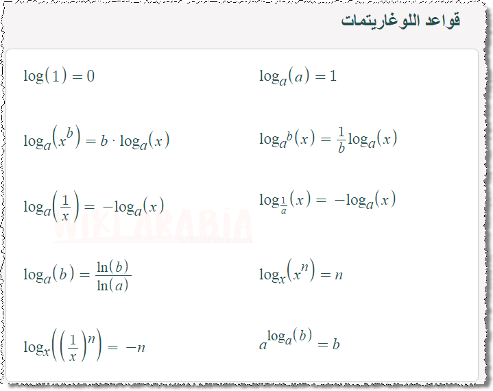 قواعد اللوغاريتمات Log Rules