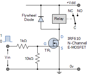 دراة وصل ريليه مع ترانزستور N-channel MOSFET