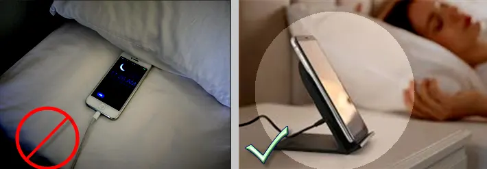 شحن الهاتف على السرير