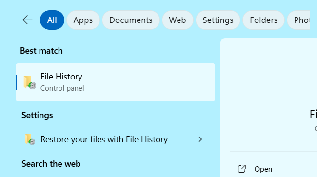 النسخ الاحتياطي لويندوز باستخدام file history