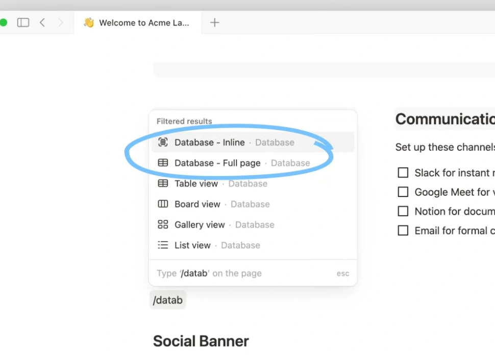 بناء قاعدة بيانات في Notion
