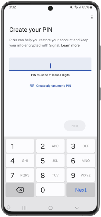 تغيير رمز PIN في Signal
