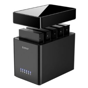 اوريكو حاوية قرص صلب 5 منافذ USB 3.0 الى ساتا مغناطيسية خالية من الادوات مع محول طاقة 12 فولت/6.5 امبير للتخزين العائلي، ت...