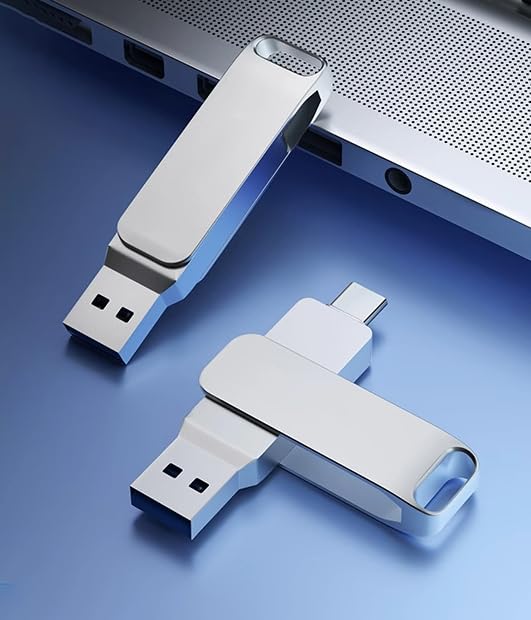 محرك فلاش USB 3.0 الجيل الاول ثنائي بسعة 64 جيجابايت من النوع سي، ذاكرة فلاش USB نوع سي بتصميم دوار، 100 ميجابايت/ثانية