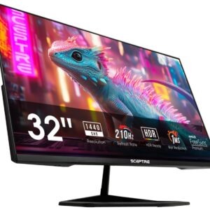 سكيبتر شاشة العاب جديدة 32 انش 2K QHD برايم 2560x1440 الى 210Hz sRGB 115% 1 مللي ثانية منفذ عرض HDMI نوع C مكبرات صوت مدمج...