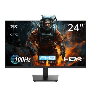 KTC شاشة كمبيوتر FHD 1080P 100Hz 24 انش للالعاب مع لوحة VA فري سينك HDMI VGA HDR 4000:1 تباين منخفض وضع ازرق بخاصية الميل ...