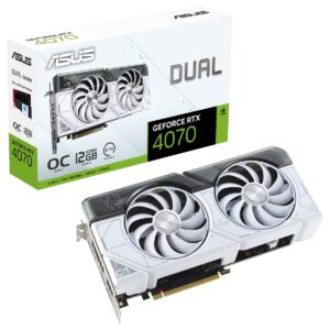 اسس بطاقة رسومات جيفورس RTX 4070 مزدوجة RTX4070-O12G من اسوس بلون أبيض، 12 جيجابايت GDDR6X 192 بت اوه سي HDMI 3xDP