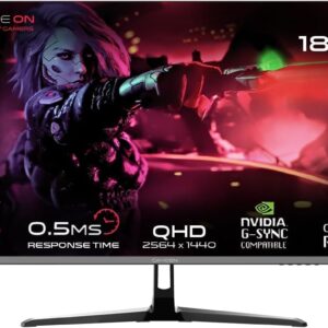 GAMEON GOPS27QHD180IPS Pro-Series, Black Gaming Monitor 27 Inch, 2560x1440p 2K QHD IPS Panel, 165Hz Refresh Rate, 0.5ms Re...