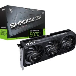 مزود طاقة ام اس اي جيفورس RTX 5070 Ti 16G شادو 3X OC 16GB GDDR7 (28Gbps/256b) ومنفذ PCIe معزز 5X 16 2482MHz، HDMI 2.1b، من...