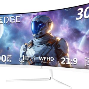 شاشة العاب زي-ايدج منحنية بيضاء 30 انش 200Hz، 1 مللي ثانية، 2560x1080، فري سينك، شاشة كمبيوتر بيضاء الترابريد 21:9، امالة ...