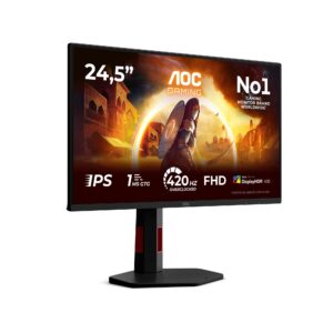 AOC شاشة 25G4KUR 24.5 انش FHD 400Hz، لوحة IPS سريعة، 1 مللي ثانية جي تي جي، مزامنة تكيفية، HDR400، متوافقة مع جي سينك، تعد...