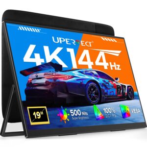 يو بيرفيكت شاشة محمولة 4K 144Hz QLED، 19 انش UHD 3840×2160، 500 وحدة مضيئة في البكسل، 2000:1، 100% DCI-P3، 0.1 مللي ثانية،...