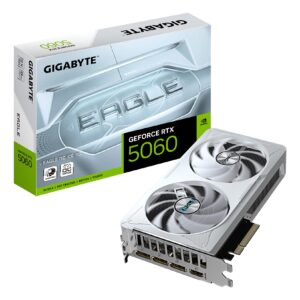 بطاقة رسومات جيفورس RTX 5060 ايجل OC ICE 8G، ذاكرة 8 جيجابايت GDDR7 128 بت وناقل بيانات بعرض 5.0, 2550 بت وواجهة PCI-E 3.1...