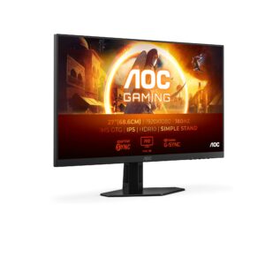AOC شاشة العاب 27G4XE FHD 27 انش، 180Hz، IPS، 1 مللي ثانية، جي تي جي، فري سينك، متوافقة مع جي سينك، مكبرات صوت، HDR10، اوض...