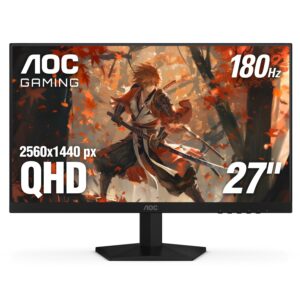 شاشة ألعاب مقاس 27 بوصة بدقة 2K QHD 2560×1440 وتردد 180 هرتز ووقت استجابة 1 مللي ثانية مزامنة تكيفية ارتفاع قابل للتعديل ...