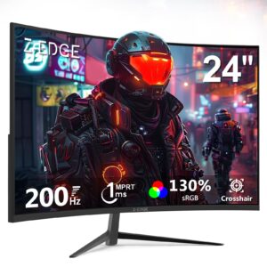 شاشة العاب منحنية 24 انش FHD 180Hz (DP) 144Hz (HDMI) 1 مللي ثانية MPRT، سطوع 300 شمعة لكل متر مربع، شاشة منحنية 1650R، فري...