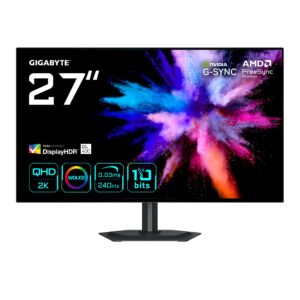 جيجابايت شاشة العاب MO27Q3 OLED 27 انش QHD - 2560×1440، 360Hz، 0.03 مللي ثانية، 250 قرص مضغوط/متر مربع، متوافقة مع جي سين...