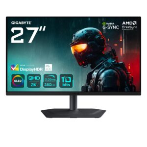 شاشة ألعاب OLED بدقة QHD 2K مقاس 27 بوصة MO27Q2A من جيجابايت - دقة 1440 × 2560، معدل تحديث 280 هرتز، زمن استجابة 0.03 ميلي...