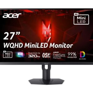 شاشة نيترو 27 بوصة WQHD 2560 × 1440 IPS صغيرة للألعاب AMD فري سينك بريميوم بمعدل تحديث 320Hz حتى 0.5 مللي ثانية ودعم ادوبي...