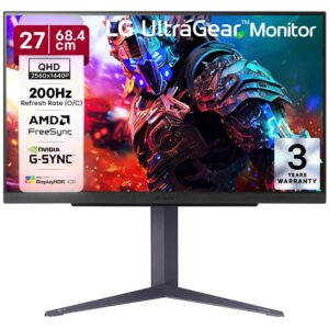LG شاشة العاب الترا جير 27GS85Q 27 انش، QHD، 2560×1440، نانو IPS، 1 مللي ثانية (GtG)، 180Hz، متوافقة مع انفيديا جي سينك، A...