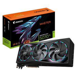 بطاقة رسومات جيفورس RTX 5070 Ti ماستر 16G من جيجابايت اوروس - 16GB GDDR7، 256 بت، PCI-E 5.0، 2670 ميجاهرتز، 3 × DP 2.1a، 1...