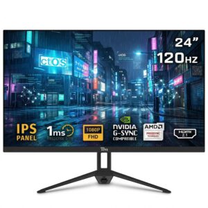 شاشة ألعاب FHD 24 بوصة، 120 هرتز، 1 مللي لكل ثانية بلوحة IPS ومنفذ HDMI 2.1 وتوصيل طاقة 1.4 ومكبر صوت مدمج بمزامنة تكيفية ...
