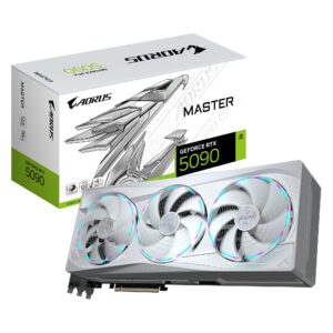 جيجابايت بطاقة رسومات جيفورس RTX 5090 ماستر ايس 32G من اوروس - 32GB GDDR7، 512 بت، PCI-E 5.0، تردد كور 2655MHz، 3×DP 2.1a،...