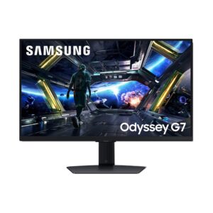 سامسونج شاشة العاب ذكية اوديسي G7 (G70D) 4K UHD IPS 144Hz 1 مللي ثانية (جي تي جي)، AMD فري سينك بريميوم، الوان زاهية، حامل...