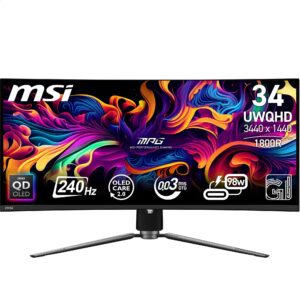 MSI شاشة OLED 341CQPX 34 سم من ام بي جي، FHD 1080p، 200Hz، 0.03 مللي ثانية، فري سينك، QD-OLED، اسود، لامع، للالعاب، كفالة ...