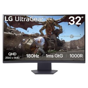 LG شاشة العاب منحنية 32GS60QC-B الترا جير 32 انش QHD (2560x1440) 180Hz 1ms 1000R AMD فري سينك HDR10 HDMIx2 ديسبلاي بورت اسود