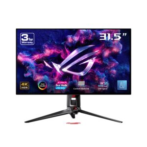 شاشة ألعاب اسوس روج سويفت OLED PG32UCDP - 31.5 بوصة OLED، وضع مزدوج (4K 240Hz وFHD 480Hz)، 0.03 مللي ثانية، مساعد الذكاء ا...