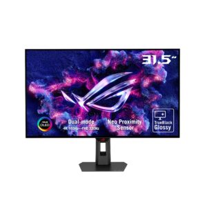 اسس شاشة العاب روج ستريكس 32 انش 4K OLED (XG32UCWG) - ترو بلاك لامع OLED، وضع مزدوج (4K@165Hz، FHD@330Hz)، 0.03 مللي ثاني...