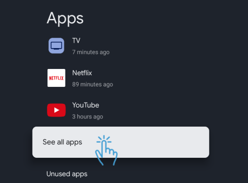 Google TV عرض كل التطبيقات