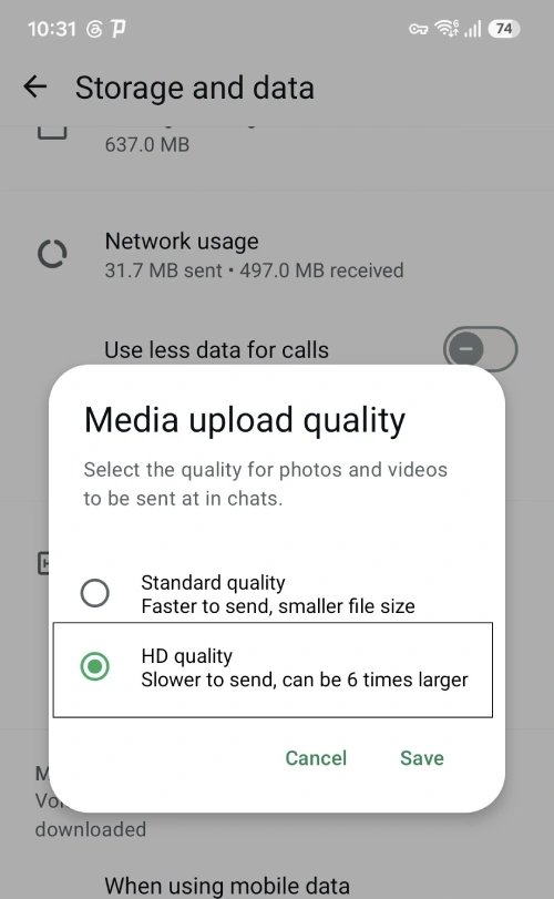 Choosing the highest quality in WhatsApp media
