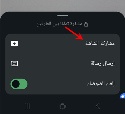 مشاركة الشاشة خلال مكالمة فيديو واتساب