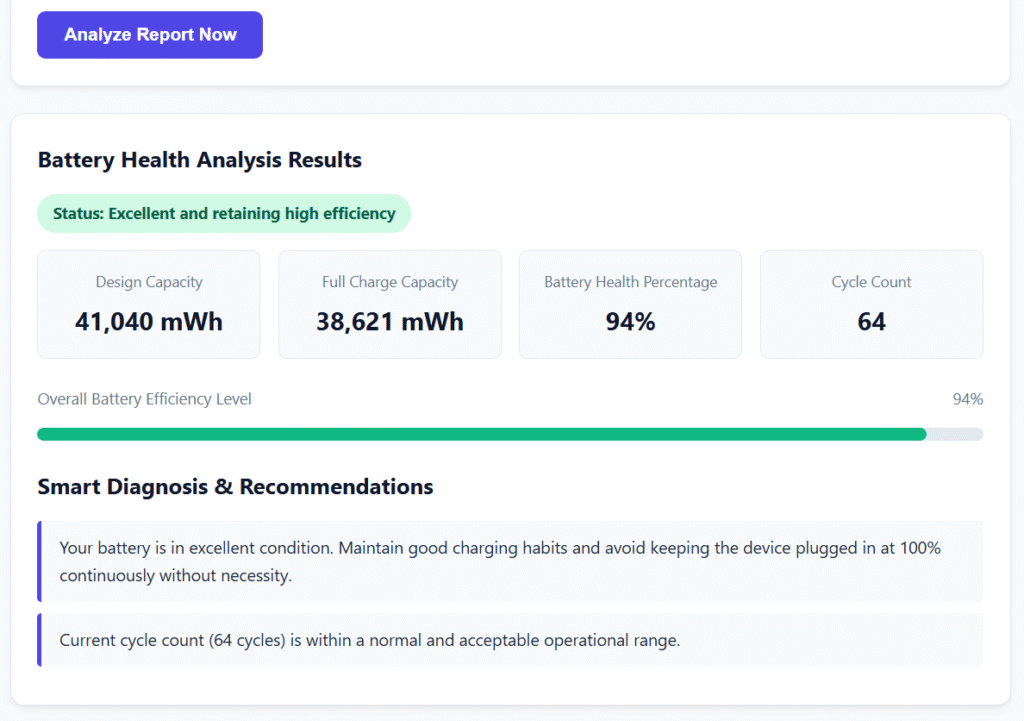 free laptop battery AI-analysis-tool from Wiki Arabic on Windows 11